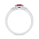Rosec Jewels-East West Style 0.6 Carat Ruby Oval Promise Ring with Diamond