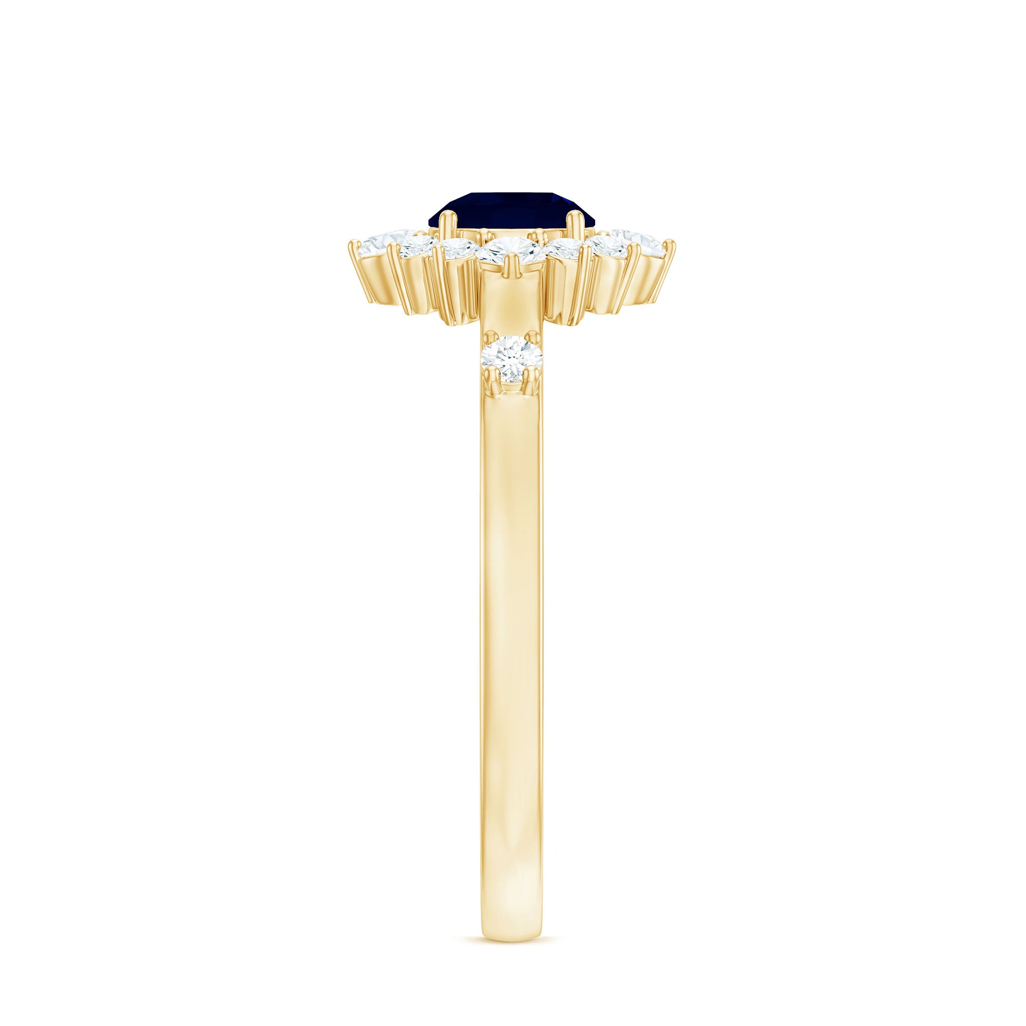 Natural 0.9 Carat Blue Sapphire Engagement Ring with Diamond Halo AAA - Rosec Jewels