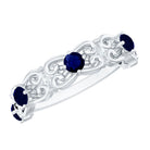 Blue Sapphire and Diamond Vintage Half Eternity Wedding Band AAA - Rosec Jewels