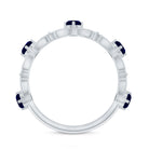 Blue Sapphire and Diamond Vintage Half Eternity Wedding Band AAA - Rosec Jewels