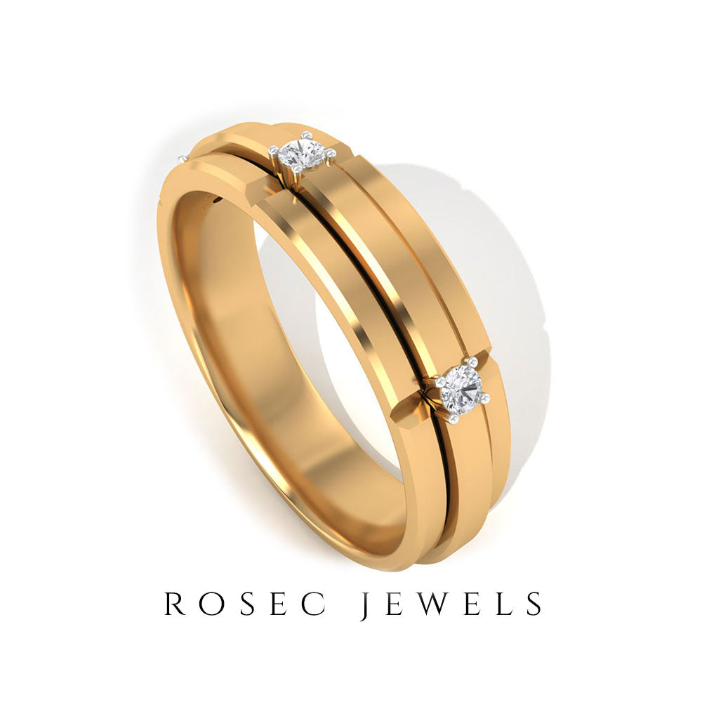 Natural Mens Diamond Band Ring with Certificate Natural - ( HI-SI ) - Rosec Jewels