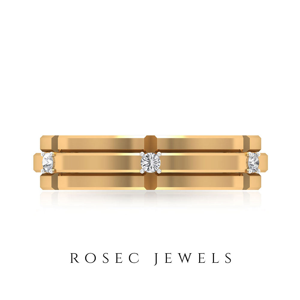 Natural Mens Diamond Band Ring with Certificate Natural - ( HI-SI ) - Rosec Jewels