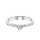 Shimmery Diamond Solitaire Engagement Ring with Side Stone Natural - ( HI-SI ) - Rosec Jewels