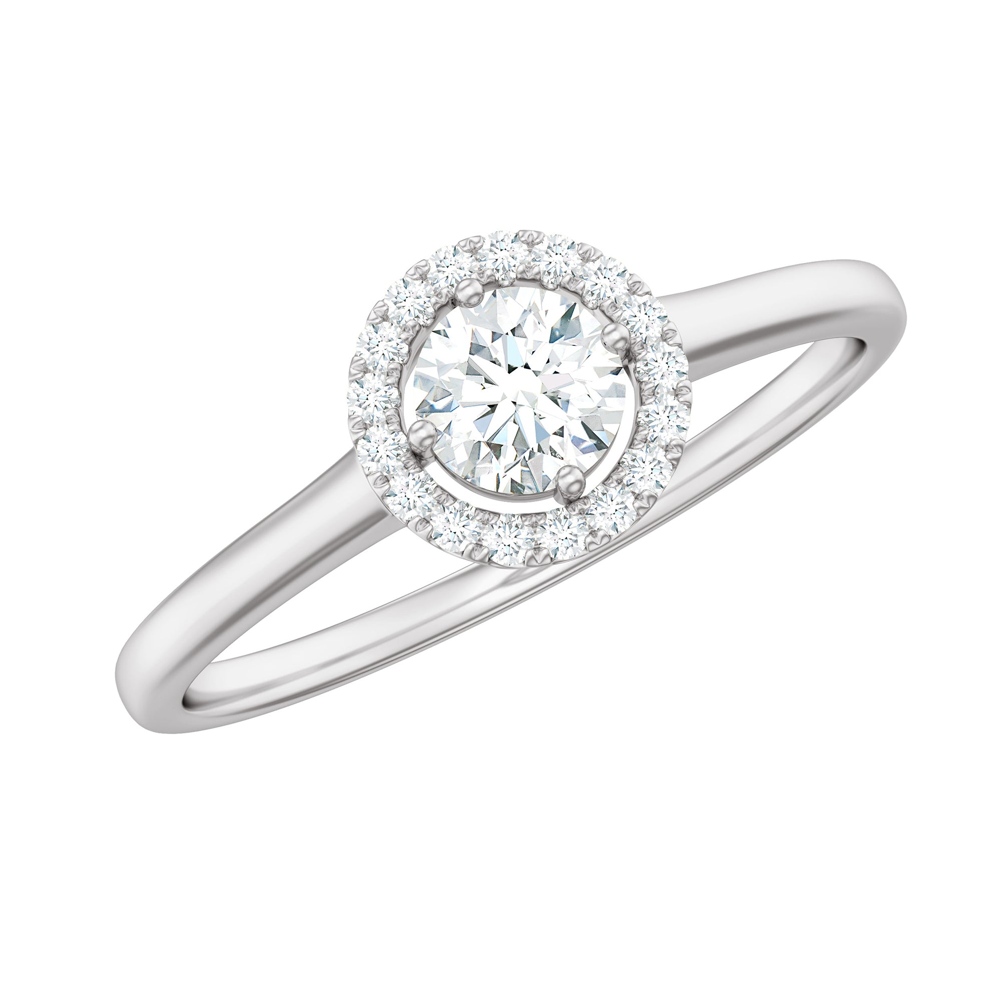 Certified Moissanite Promise Ring for Her with Halo D-VS1 - Rosec Jewels