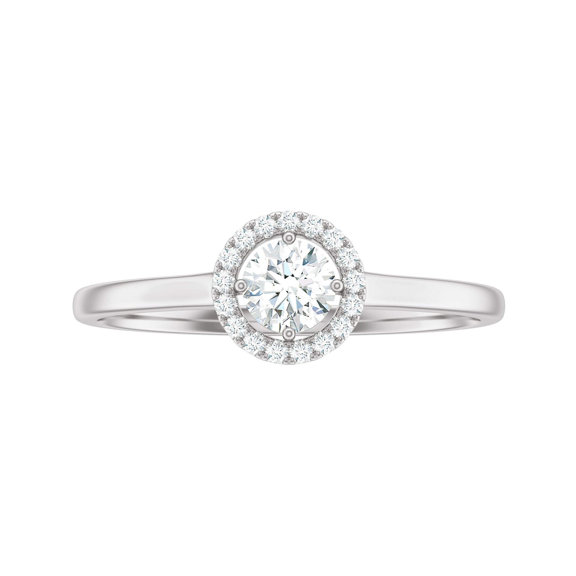 Certified Moissanite Promise Ring for Her with Halo D-VS1 - Rosec Jewels
