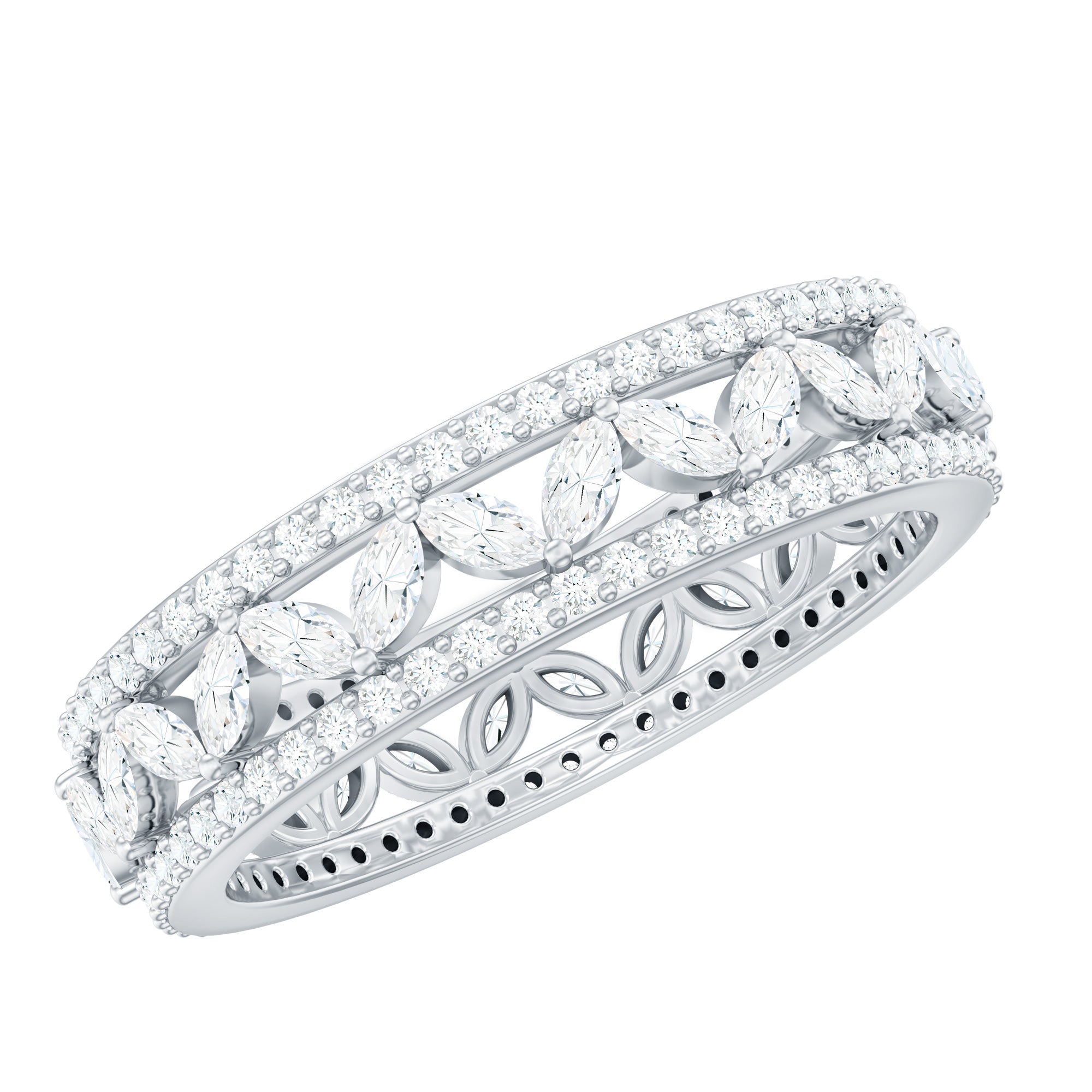 Certified Marquise Moissanite Wedding Band