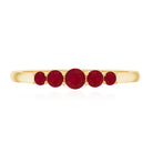 Natural July Birthstone Ruby 5 Stone Ring for Promise AAA - Rosec Jewels