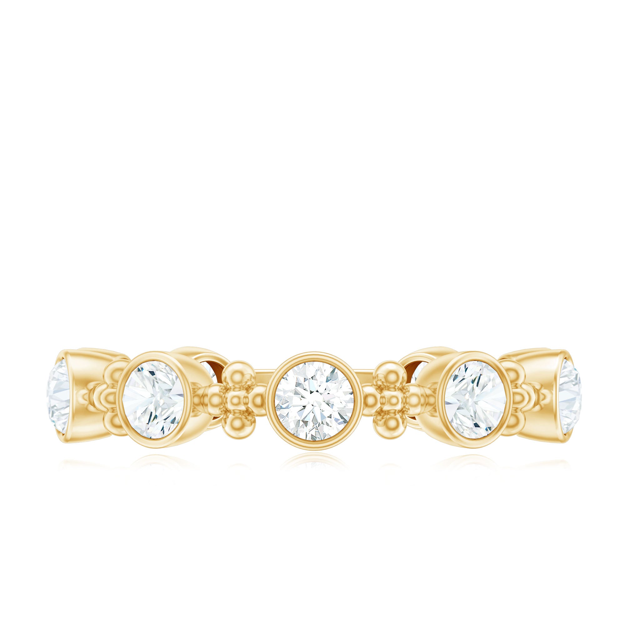 Certified Moissanite Stackable Wedding Band in Bezel Setting D-VS1 - Rosec Jewels