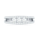 Certified Moissanite 3 Stone Anniversary Ring for Women D-VS1 - Rosec Jewels
