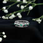 Rosec Jewels-Vintage Looking Lab Grown Emerald Wedding Band for Women