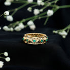 Rosec Jewels-Vintage Looking Lab Grown Emerald Wedding Band for Women