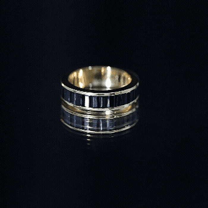 Baguette Cut Black Onyx Wedding Band in Channel Setting AAA - Rosec Jewels