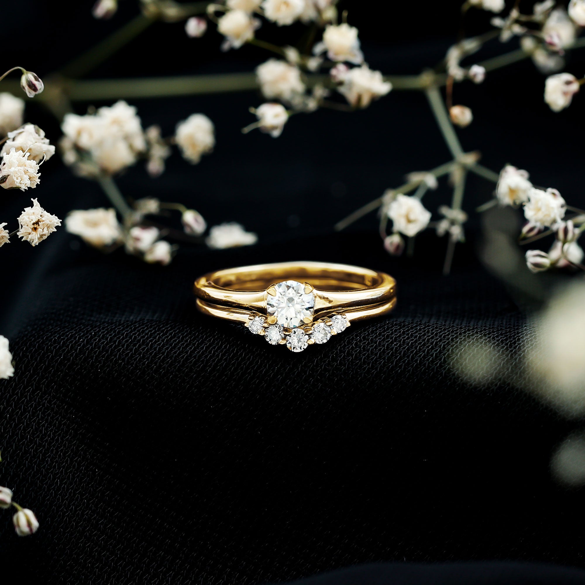Real Diamond Minimal Wedding Ring Set Natural - ( HI-SI ) - Rosec Jewels