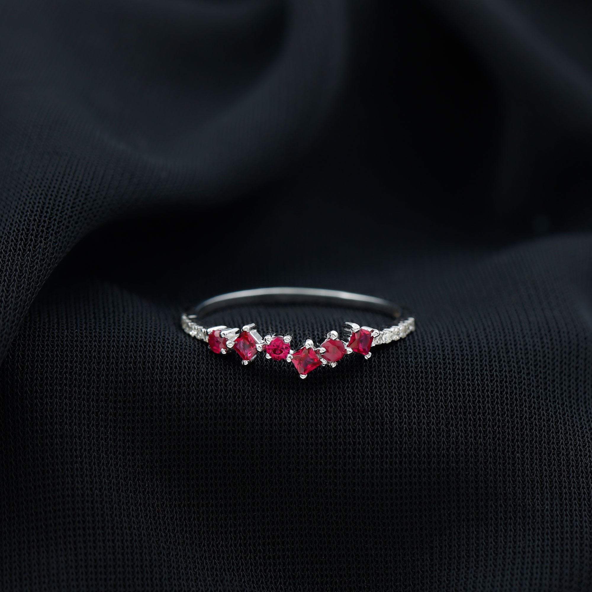 1/2 CT Lab Grown Ruby and Diamond Minimal Ring AAAA - Rosec Jewels