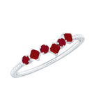 Rosec Jewels-Minimal Ruby Half Eternity Ring with Diamond