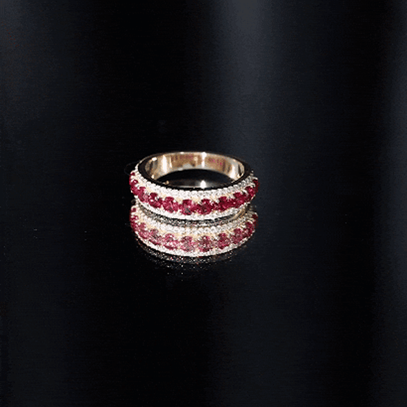 Rosec Jewels-Lab Created Ruby and Diamond Wedding Anniversary Band with Certificate