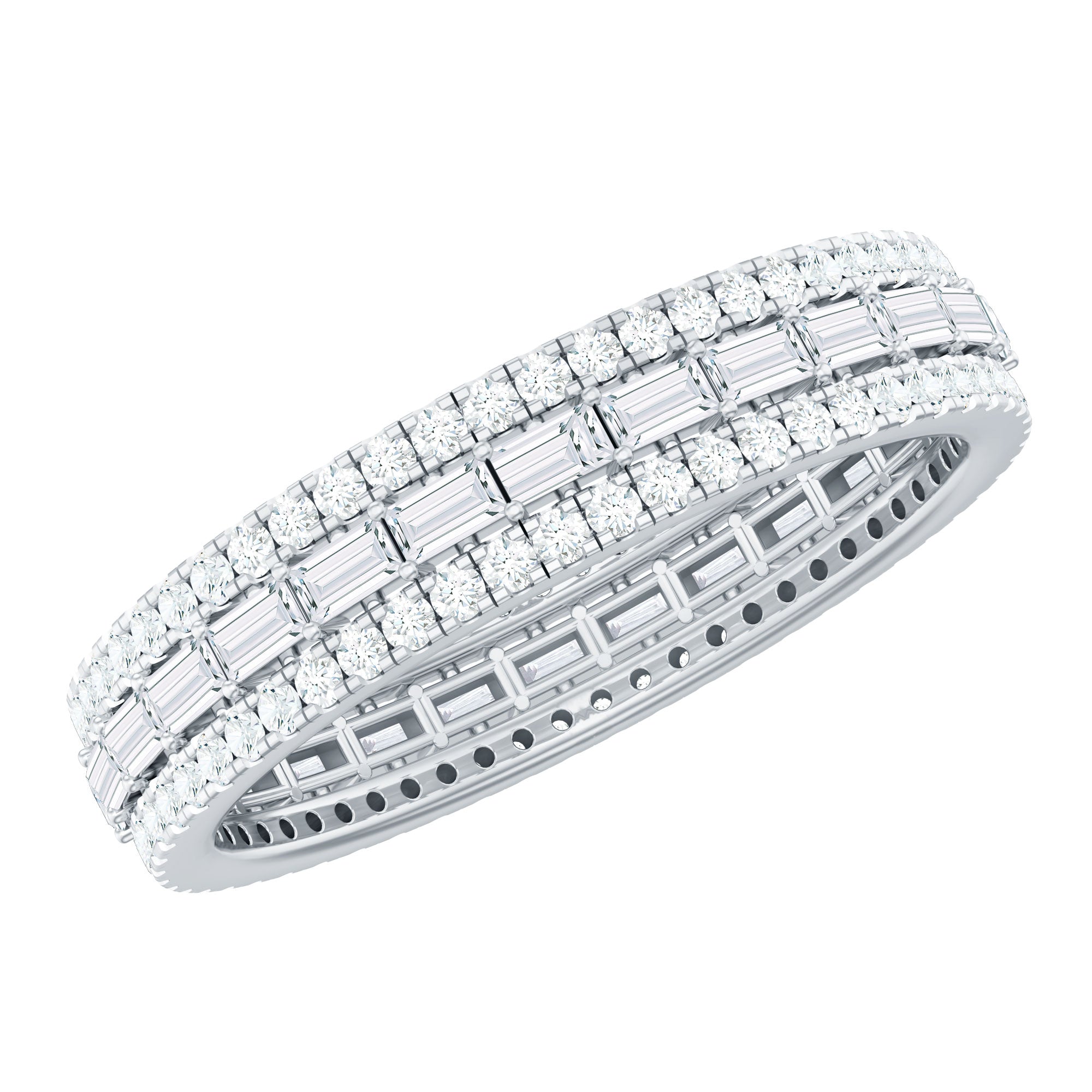 Certified Moissanite 3 Row Eternity Band For Women