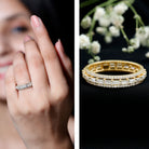 Certified Baguette Moissanite Eternity Wedding Band for Women D-VS1 - Rosec Jewels