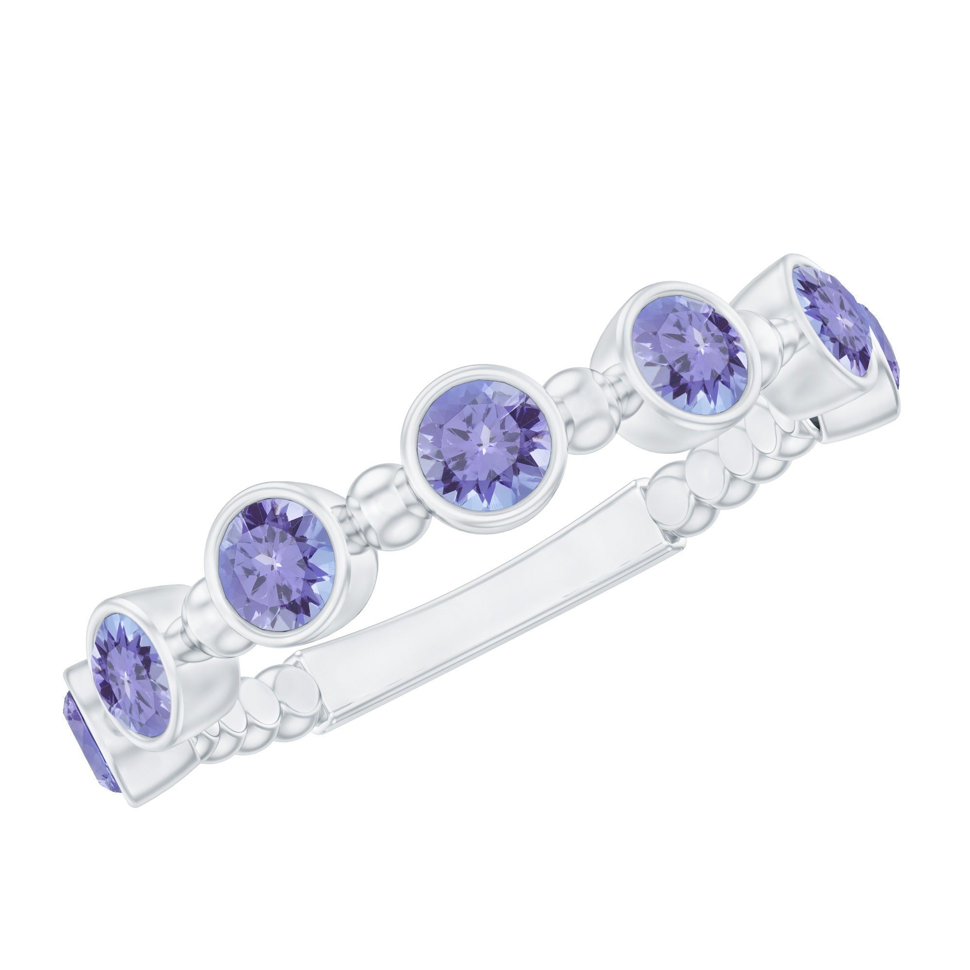 Rosec Jewels-Natural Tanzanite Half Eternity Ring in Bezel Setting