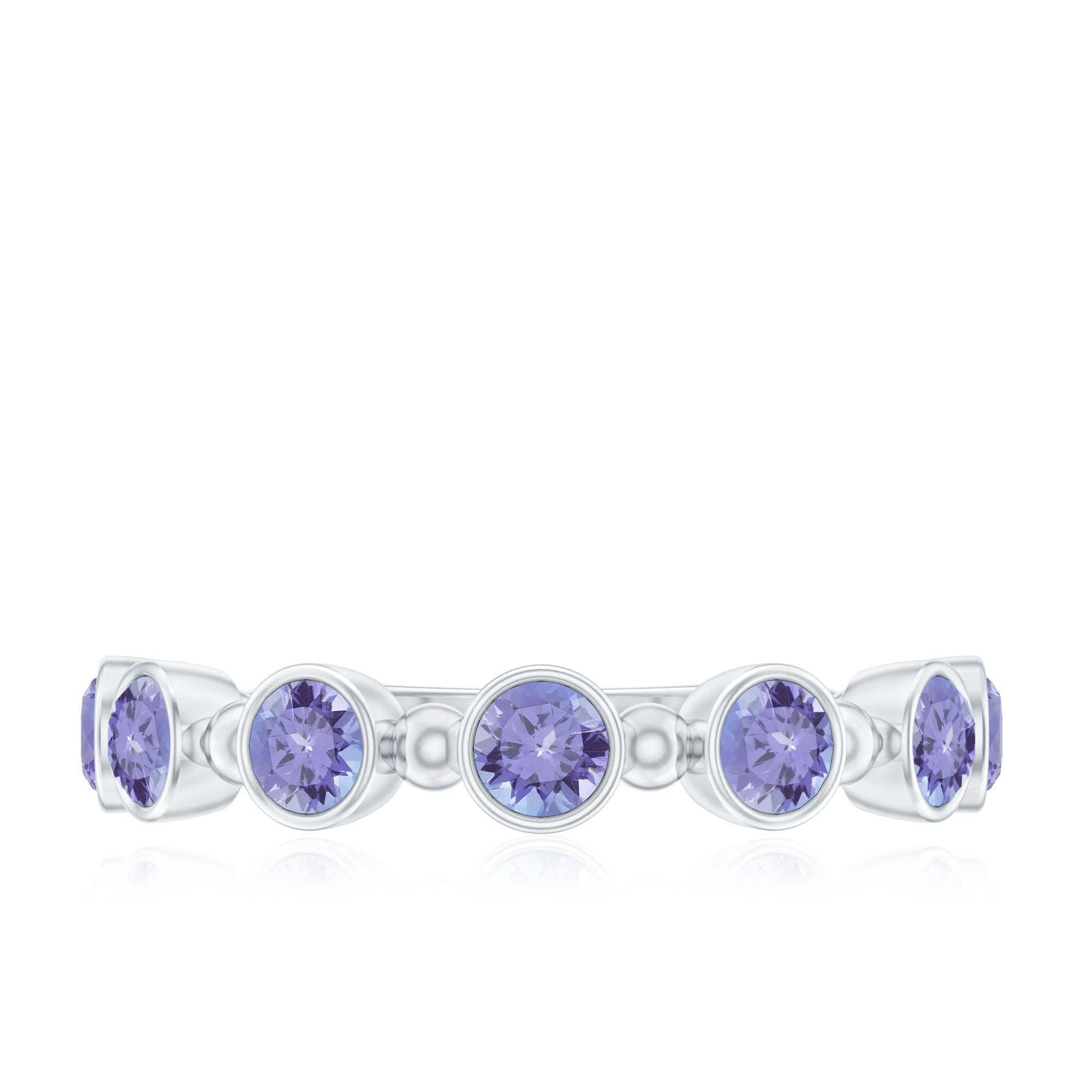 Rosec Jewels-Natural Tanzanite Half Eternity Ring in Bezel Setting