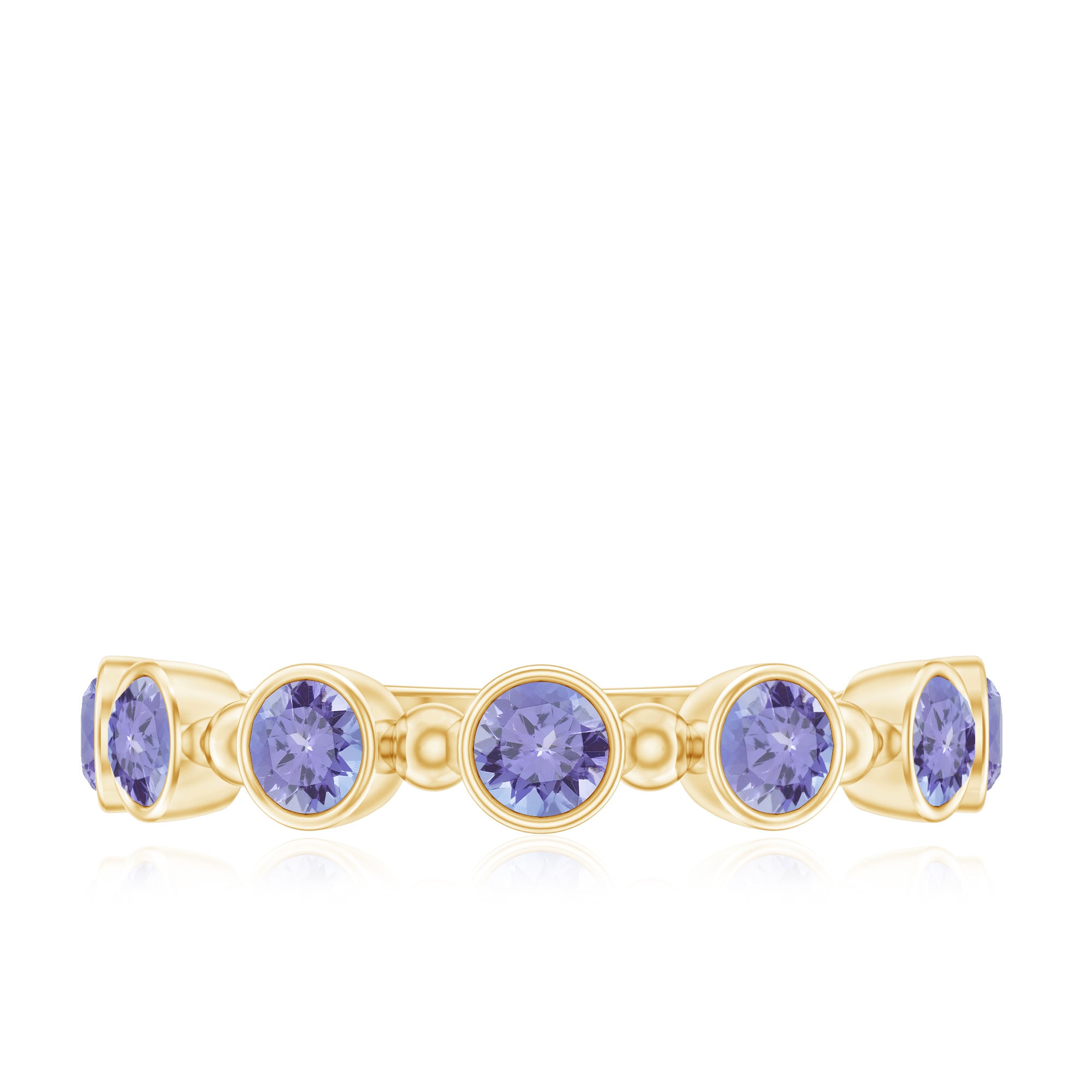 Rosec Jewels-Natural Tanzanite Half Eternity Ring in Bezel Setting