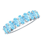 Genuine Oval Cut Aquamarine Half Eternity Ring for Women AAA - Rosec Jewels