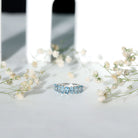 Genuine Oval Cut Aquamarine Half Eternity Ring for Women AAA - Rosec Jewels