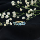 Genuine Oval Cut Aquamarine Half Eternity Ring for Women AAA - Rosec Jewels