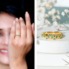 Rosec Jewels-Natural Emerald Filigree Wedding Band for Women