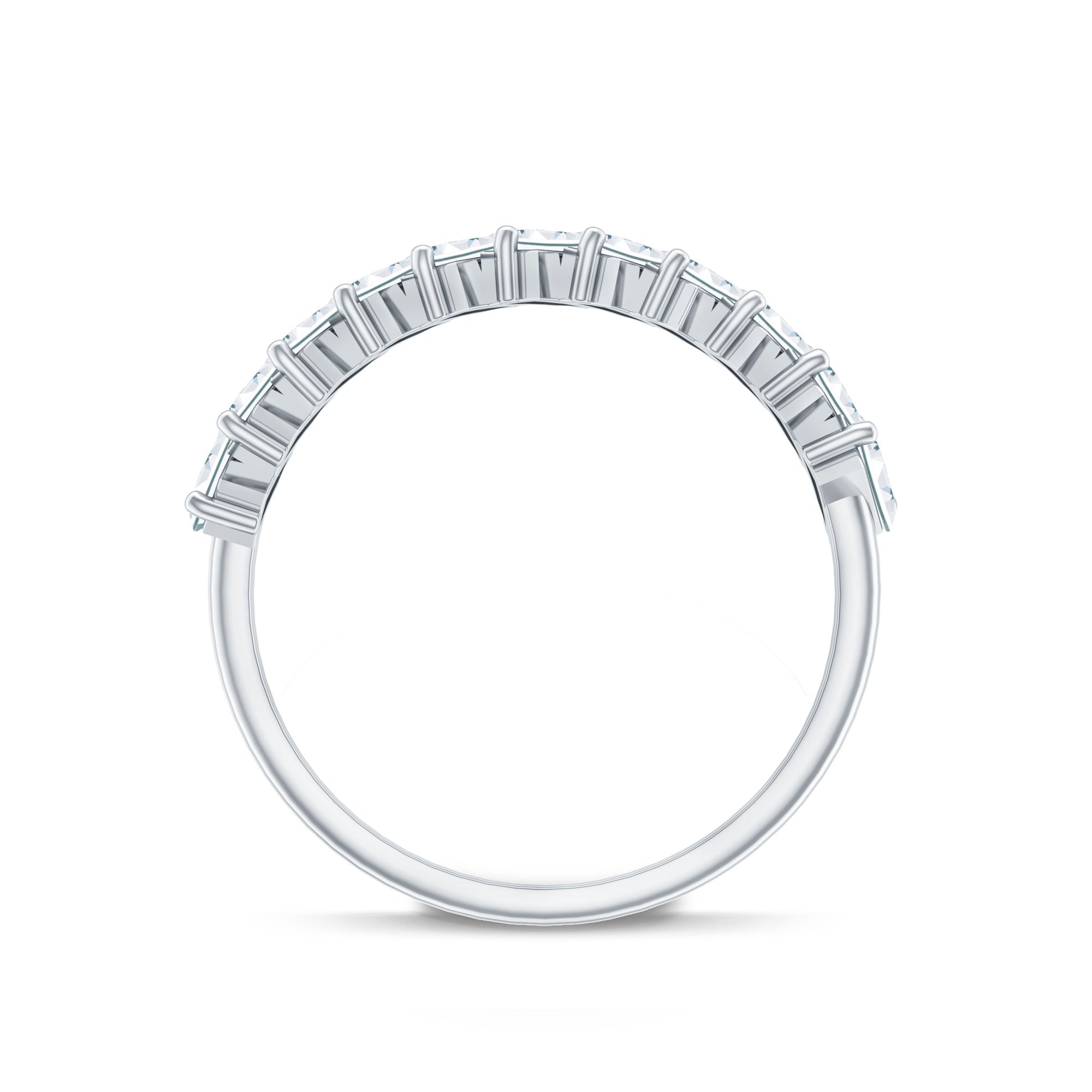 Certified Moissanite Baguette Cut Half Eternity Ring D-VS1 - Rosec Jewels