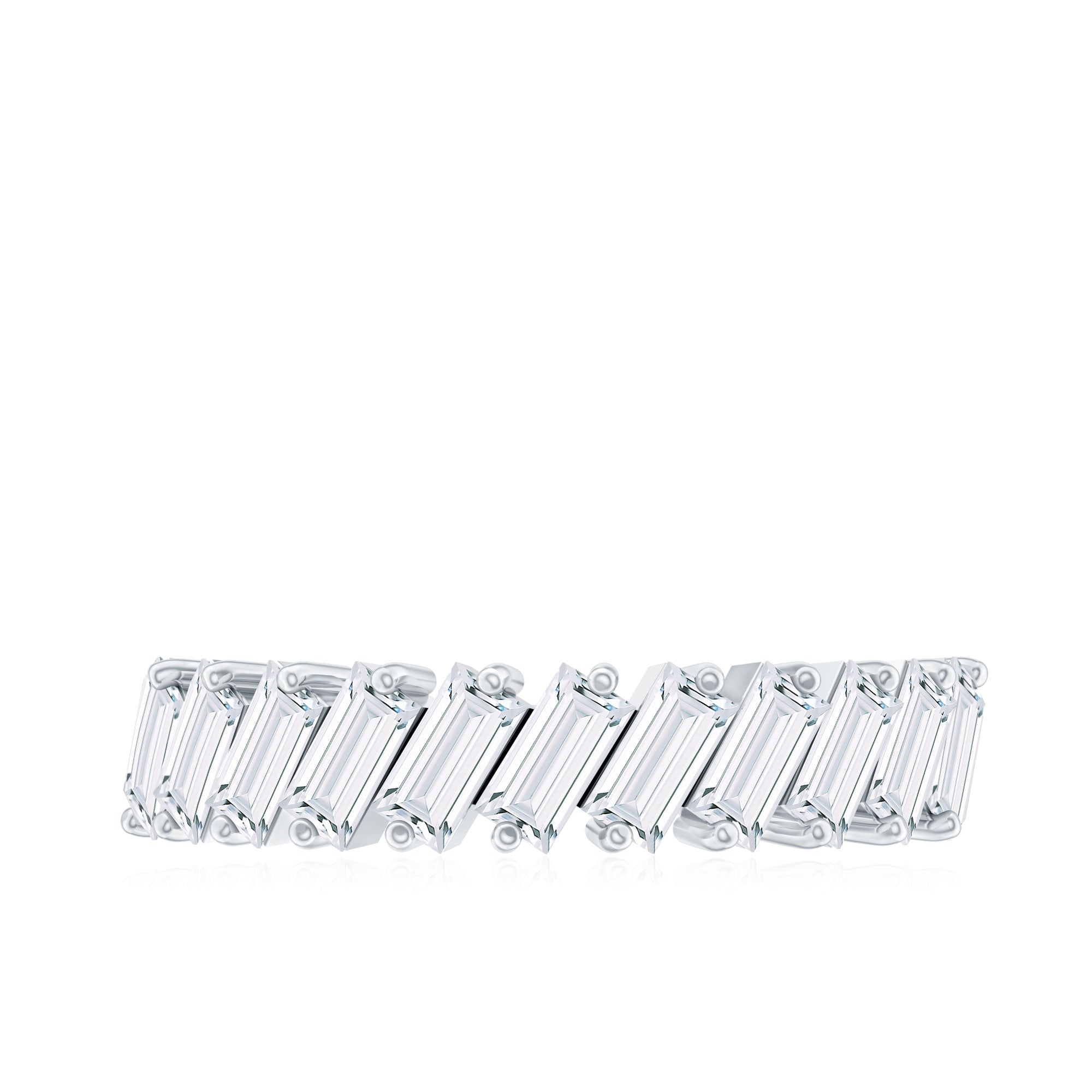 Certified Moissanite Baguette Cut Half Eternity Ring D-VS1 - Rosec Jewels