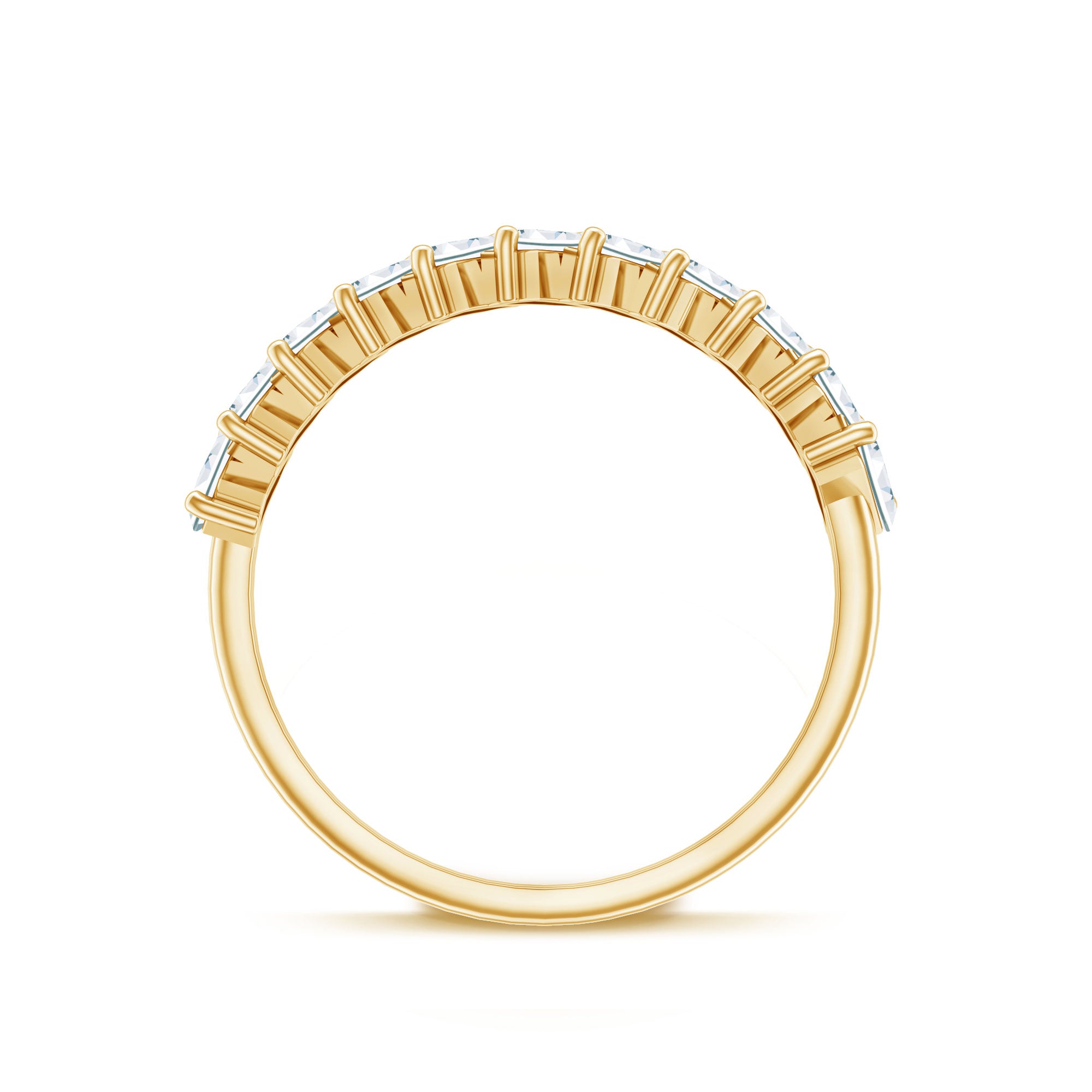 Certified Moissanite Baguette Cut Half Eternity Ring D-VS1 - Rosec Jewels