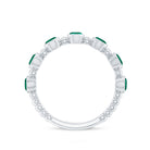 Bezel Set Lab Grown Emerald 7 Stone Half Eternity Ring with Certificate AAAA - Rosec Jewels