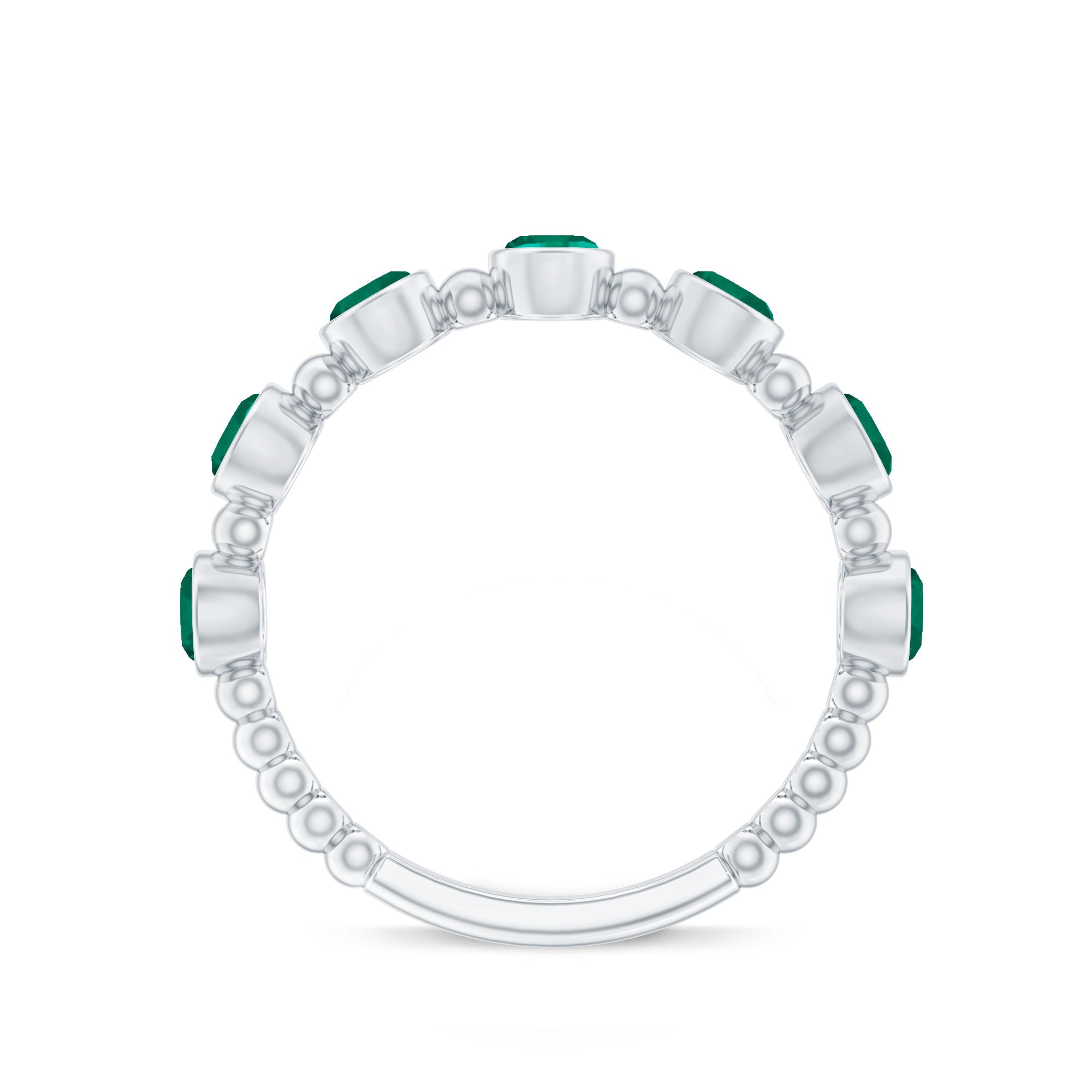 Bezel Set Lab Grown Emerald 7 Stone Half Eternity Ring with Certificate AAAA - Rosec Jewels