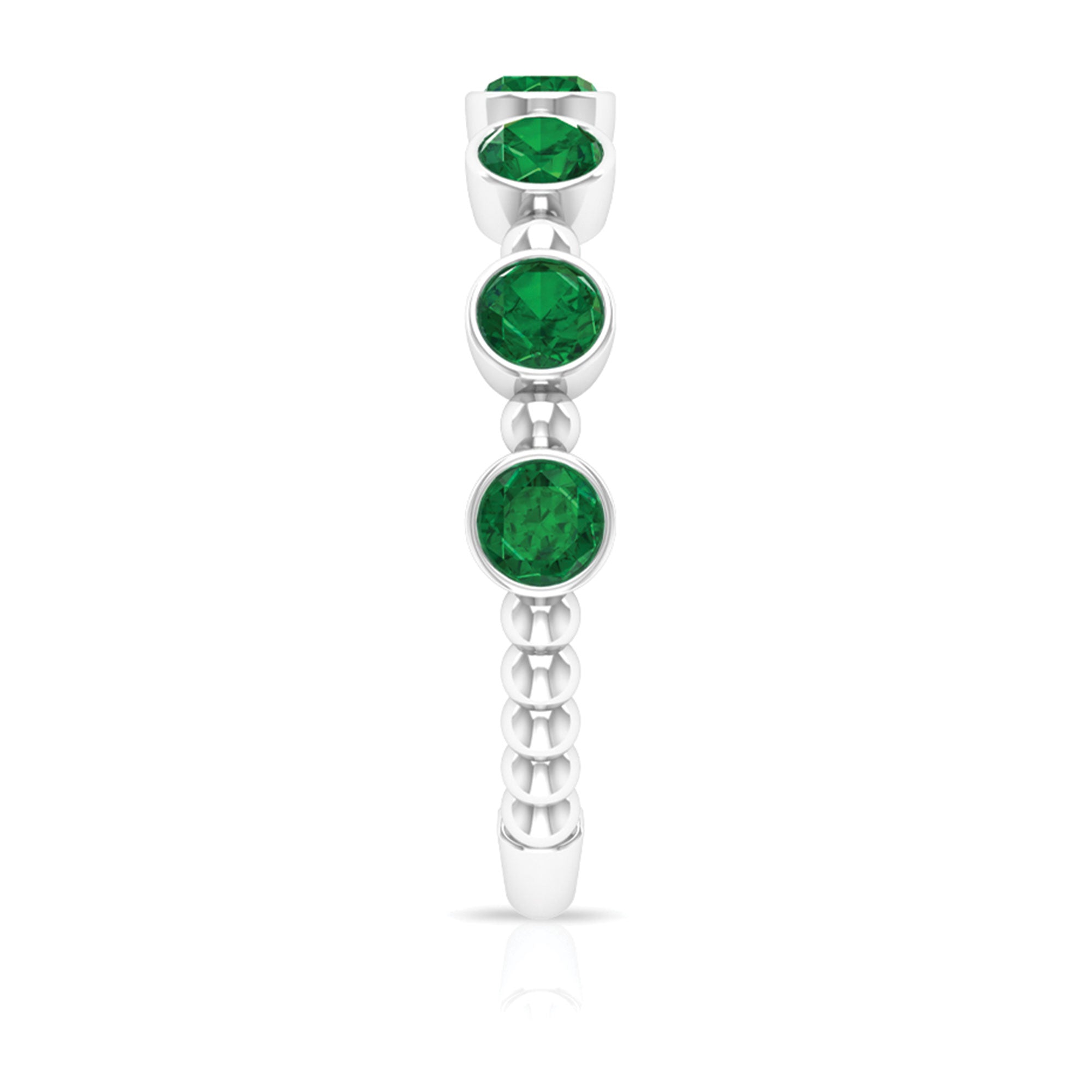 Bezel Set Lab Grown Emerald 7 Stone Half Eternity Ring with Certificate AAAA - Rosec Jewels