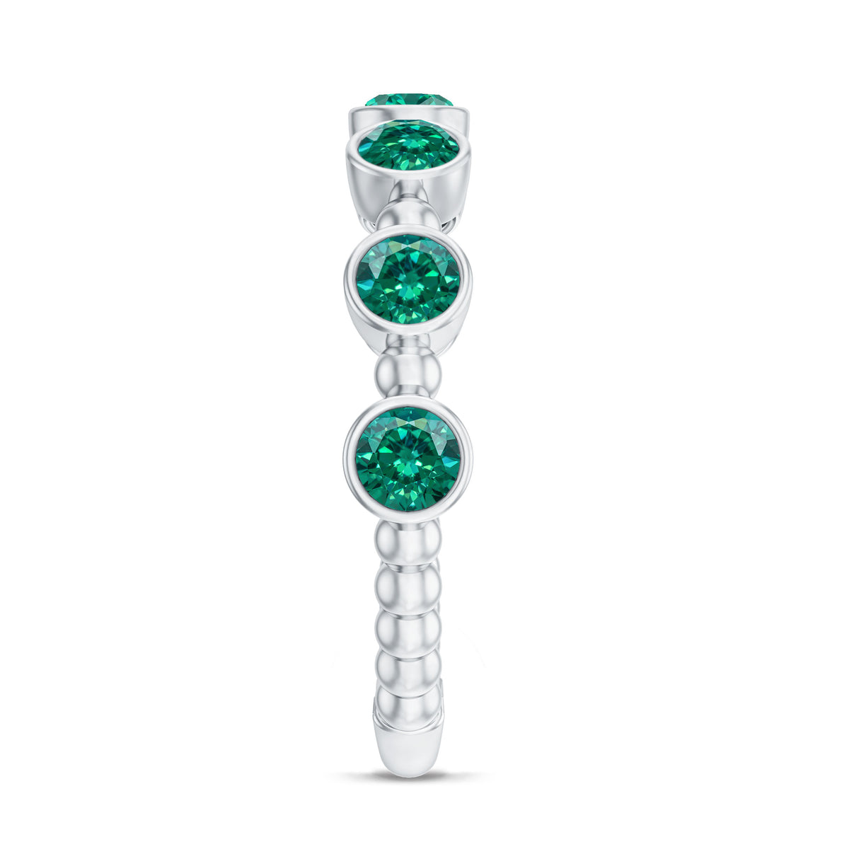Bezel Set Lab Grown Emerald 7 Stone Half Eternity Ring with Certificate AAAA - Rosec Jewels