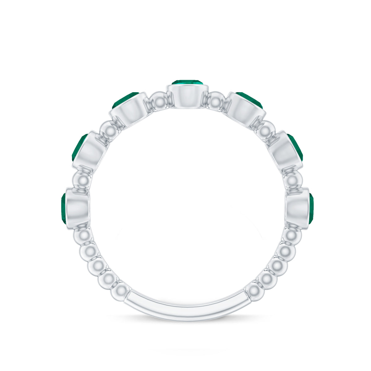 Bezel Set Lab Grown Emerald 7 Stone Half Eternity Ring with Certificate AAAA - Rosec Jewels
