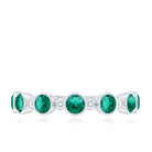 Bezel Set Lab Grown Emerald 7 Stone Half Eternity Ring with Certificate AAAA - Rosec Jewels