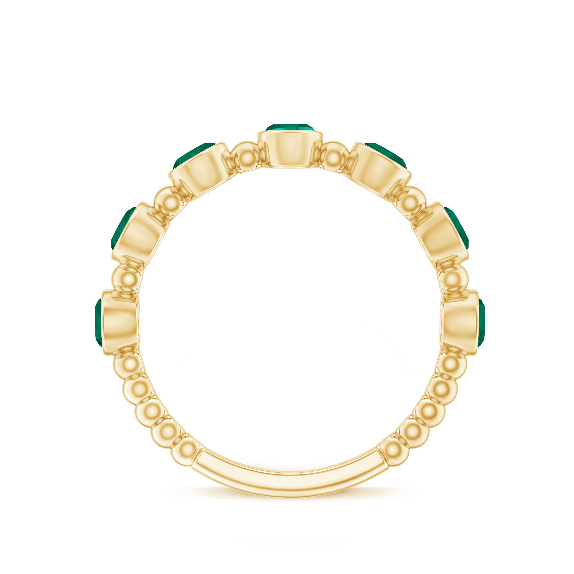 Bezel Set Lab Grown Emerald 7 Stone Half Eternity Ring with Certificate AAAA - Rosec Jewels