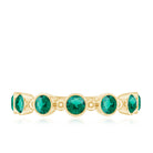 Bezel Set Lab Grown Emerald 7 Stone Half Eternity Ring with Certificate AAAA - Rosec Jewels