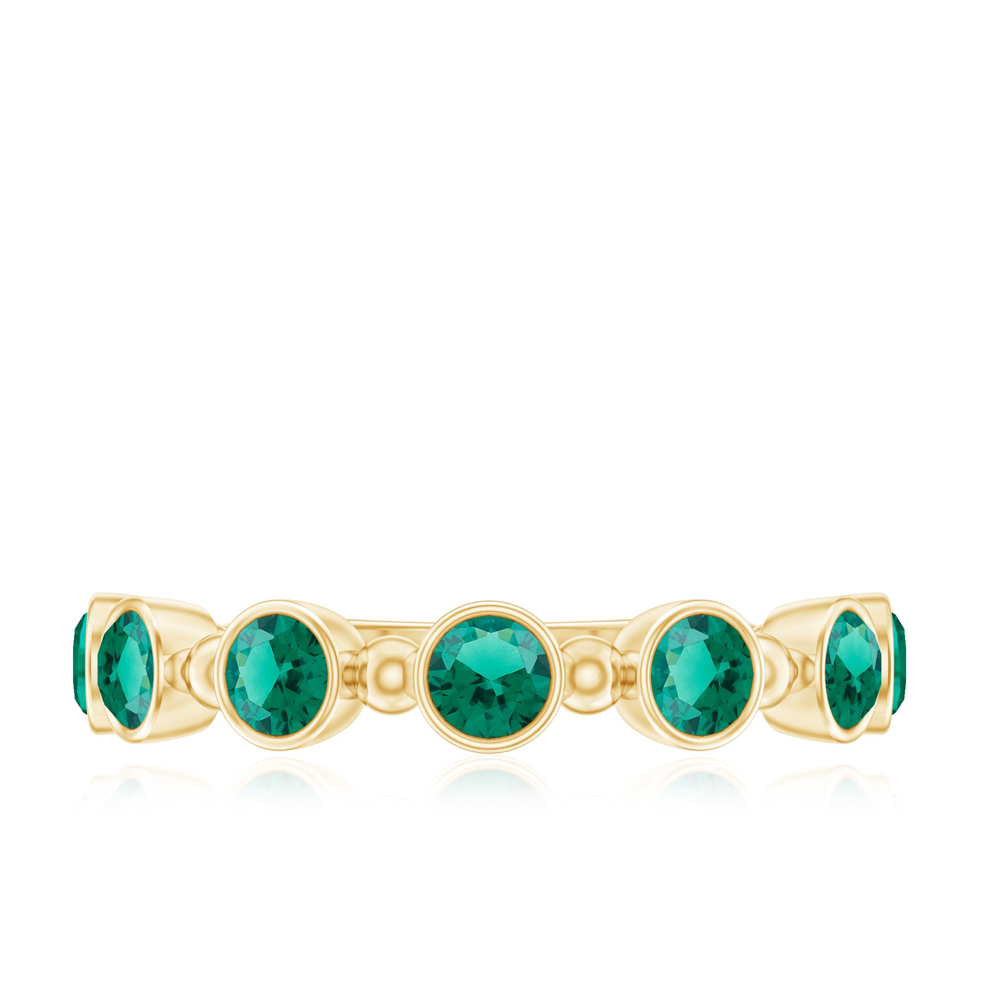 Bezel Set Lab Grown Emerald 7 Stone Half Eternity Ring with Certificate AAAA - Rosec Jewels