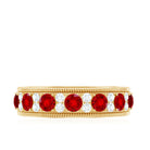 Rosec Jewels-Round Cut Lab Created Ruby and Diamond Wedding Band