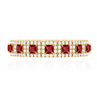 1.75 CT Princess Cut Created Ruby Wedding Band Ring with Diamond Accent AAAA - Rosec Jewels