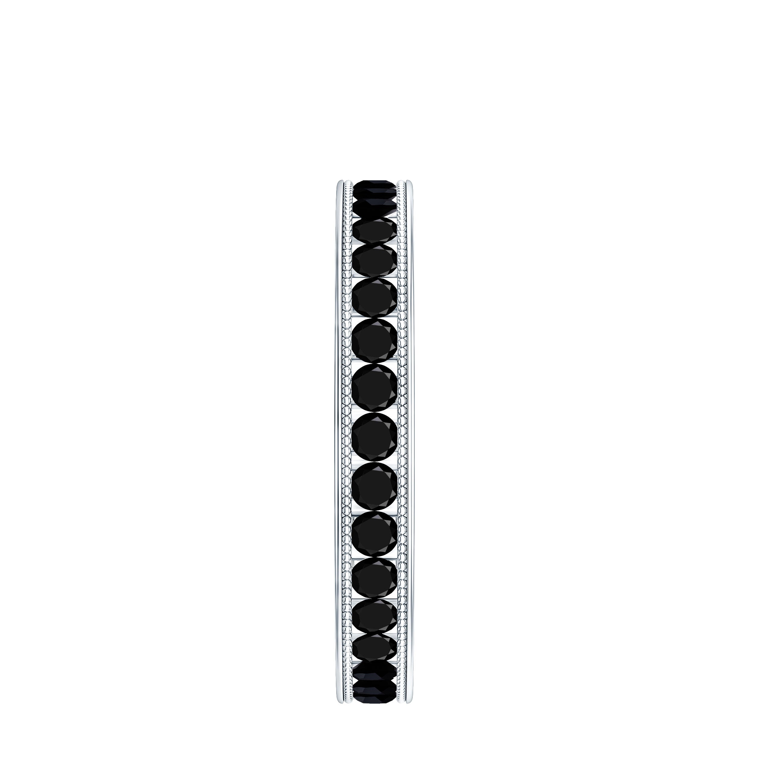 Black Onyx Wedding Band with Milgrain Detailing AAA - Rosec Jewels