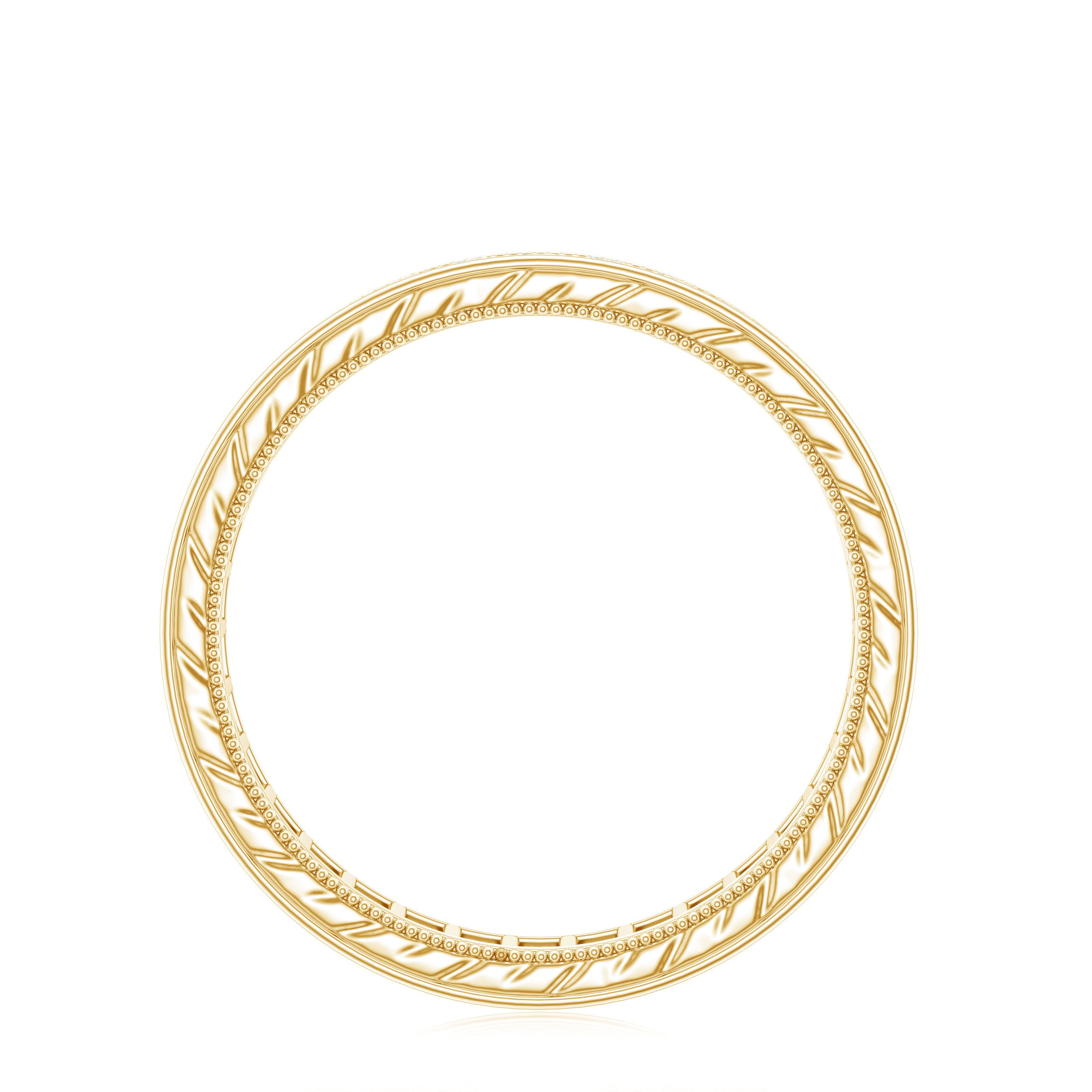 Black Onyx Wedding Band with Milgrain Detailing AAA - Rosec Jewels