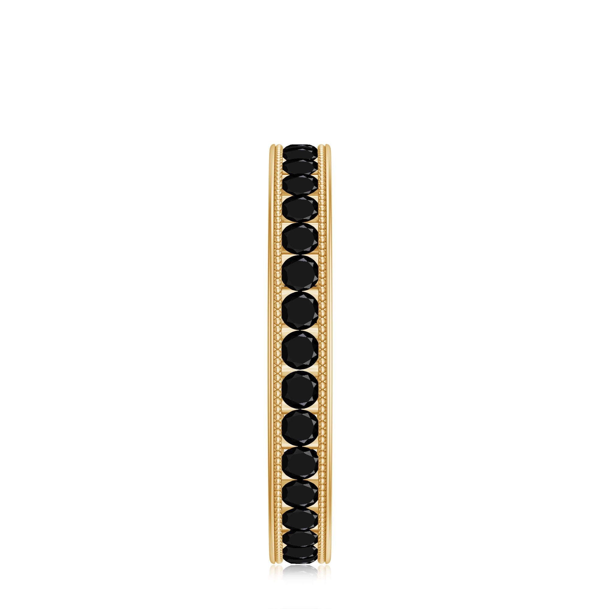 Black Onyx Wedding Band with Milgrain Detailing AAA - Rosec Jewels