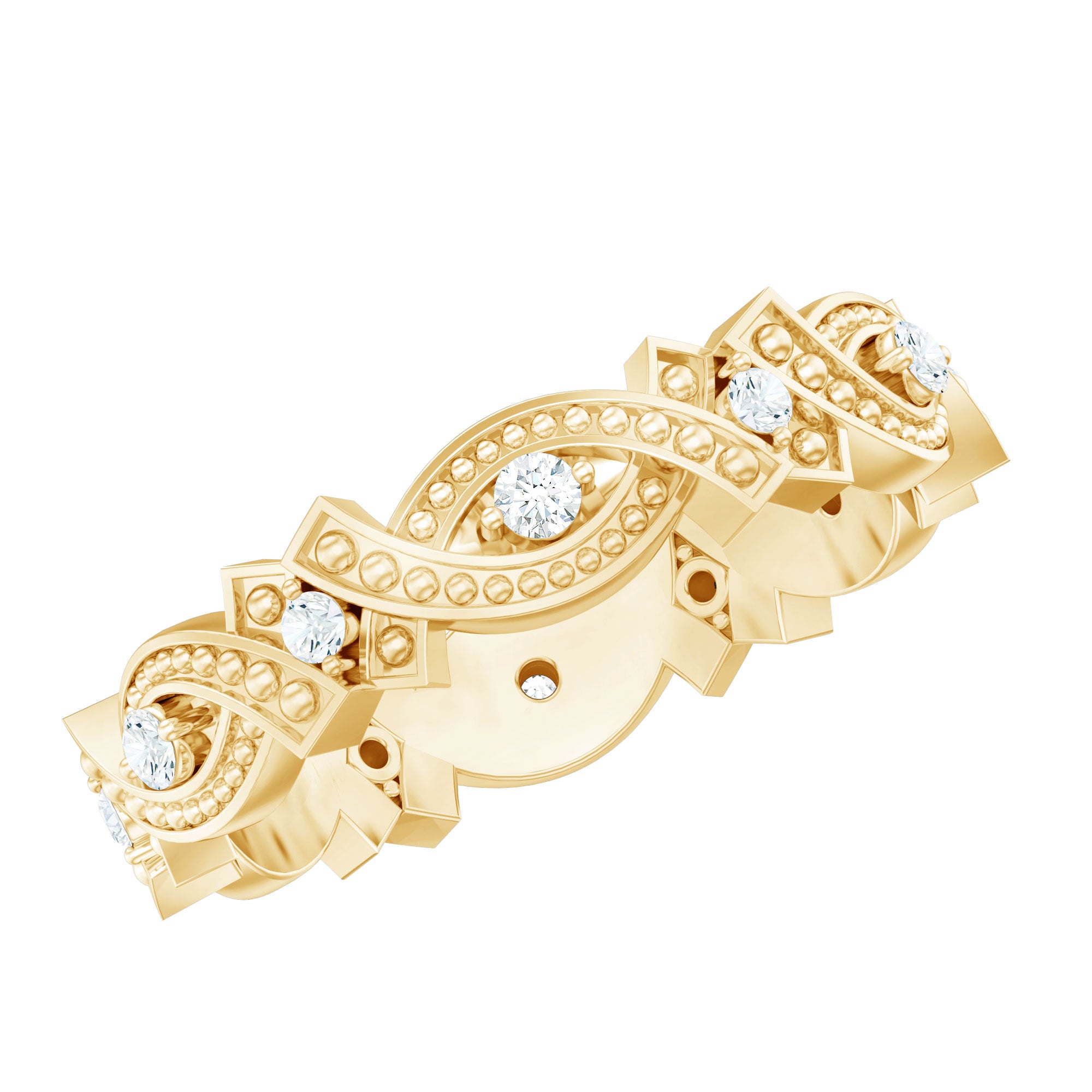 Vintage Inspired Moissanite Beaded Wedding Band D-VS1 - Rosec Jewels