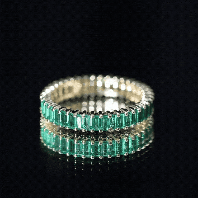 Lab Grown Emerald Baguette Eternity Band AAAA - Rosec Jewels