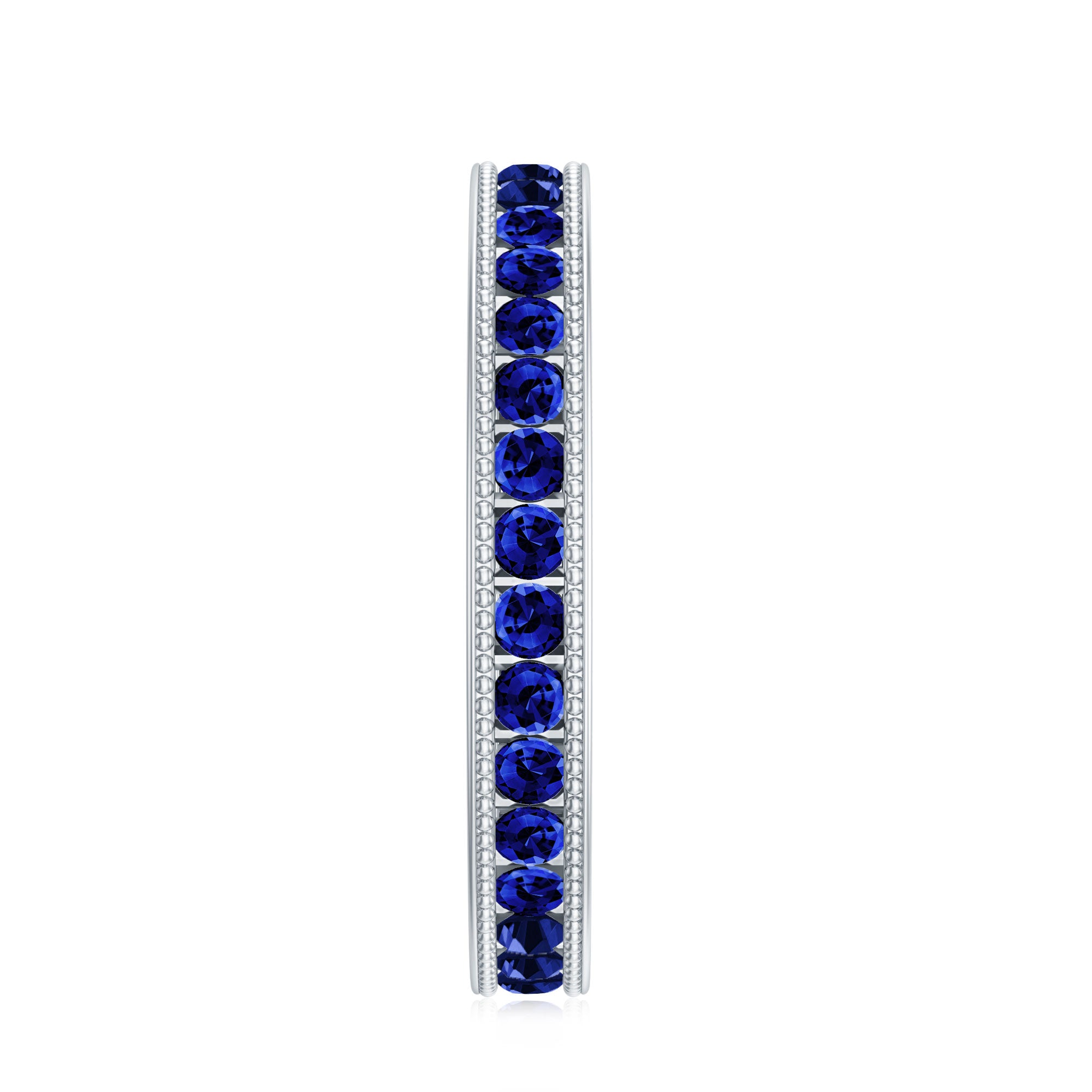 Certified Lab Created Blue Sapphire Full Eternity Ring in Channel Setting AAAA - Rosec Jewels