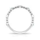 Lab Grown Emerald Diamond Half Eternity Ring with Beaded Detailing AAAA - Rosec Jewels